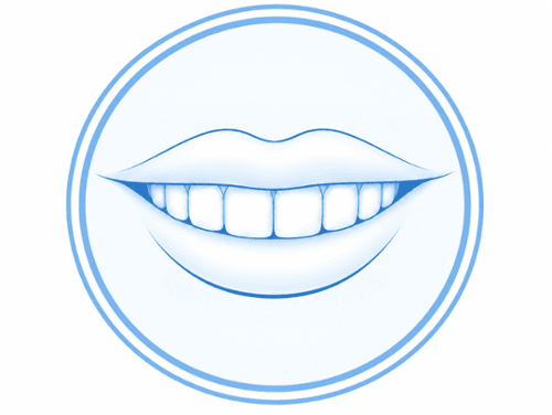 Illustration of a smiling mouth with bright, healthy white teeth displayed